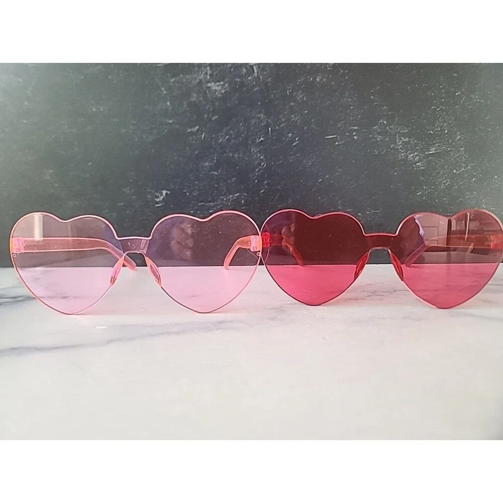 Heart-shaped Pink Plastic Sunglasses USED